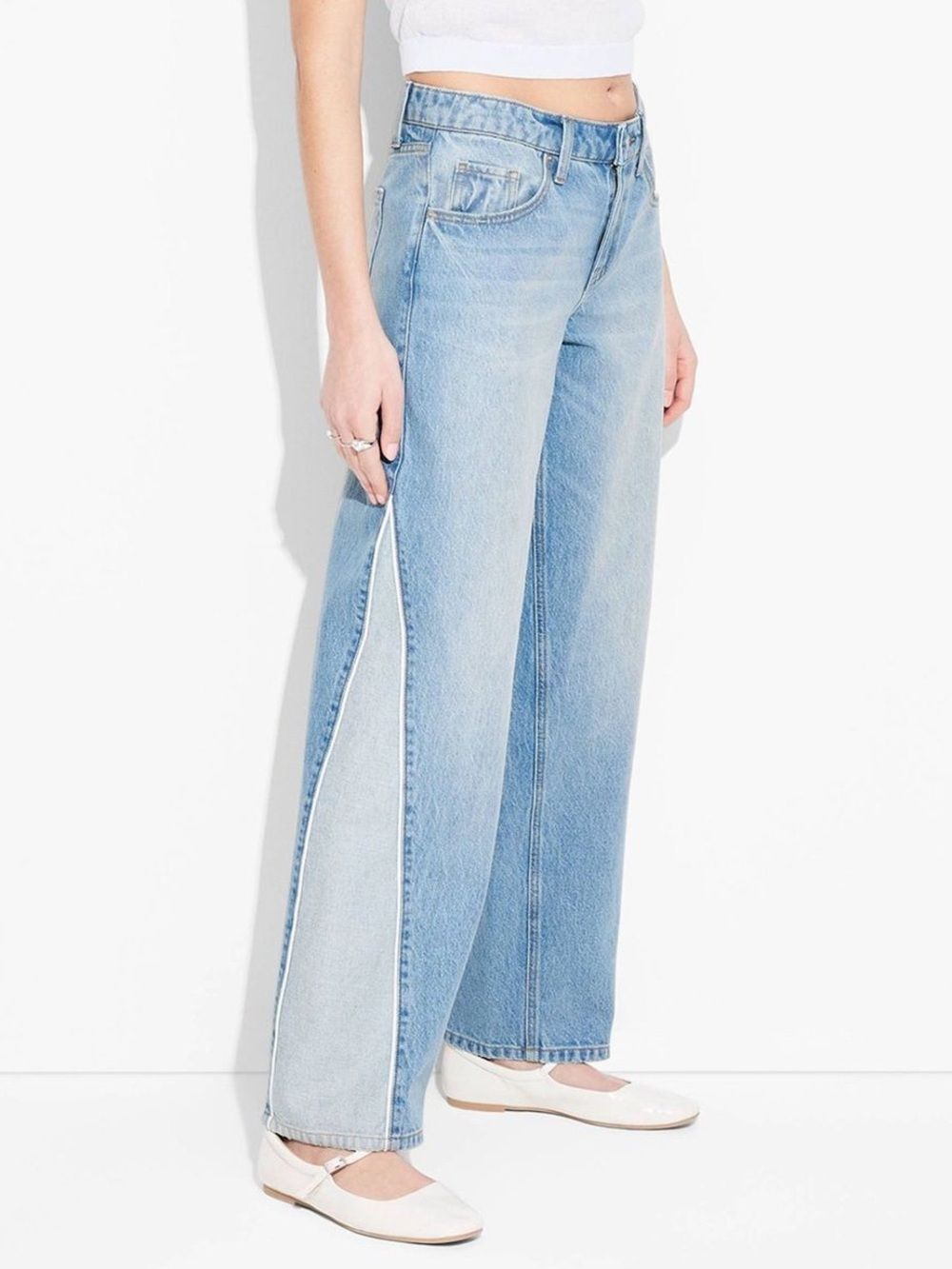 NWOT Wild Fable Mid-Rise 90s Relaxed Straight Two-Tone Side Panel Jeans - Size 6